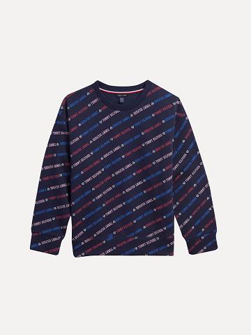 Lány Tommy Hilfiger Little Logo Pulóverek Sötétkék | HU 1886HAP